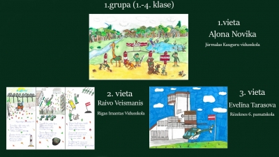 FOTO: Kolāža ar zīmējumu konkursa uzvarētāju zīmējumiem