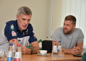 Valsts robežsardzes vadība tiekas ar "RTU Robežsardze"/ "Jūrmala" volejbola komandu