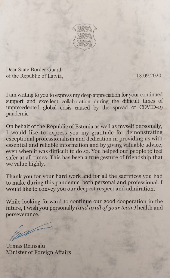 FOTO: Pateicības vēstule