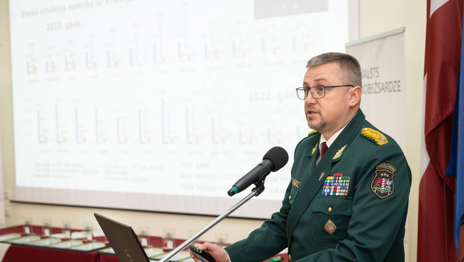 FOTO: Piektdien, 9. februārī, Valsts robežsardzes koledžā notika Valsts robežsardzes 2023. gada darbības rezultātu izvērtēšanas sanāksme