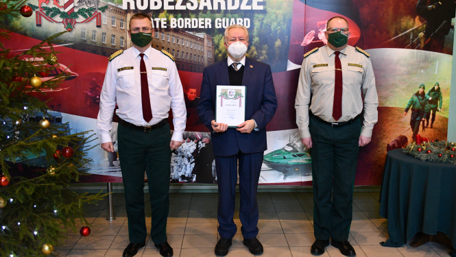 FOTO: Robežsardzes vadība un Ilmārs Mežs